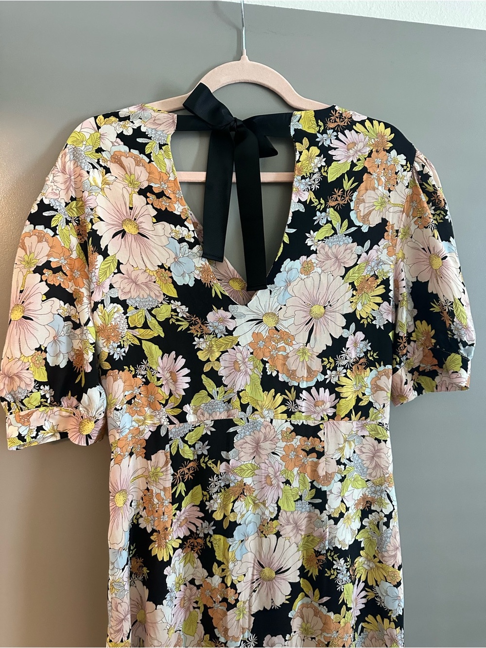 Topshop Floral 70s Midi Dress Size 8 - Picture 8 of 8